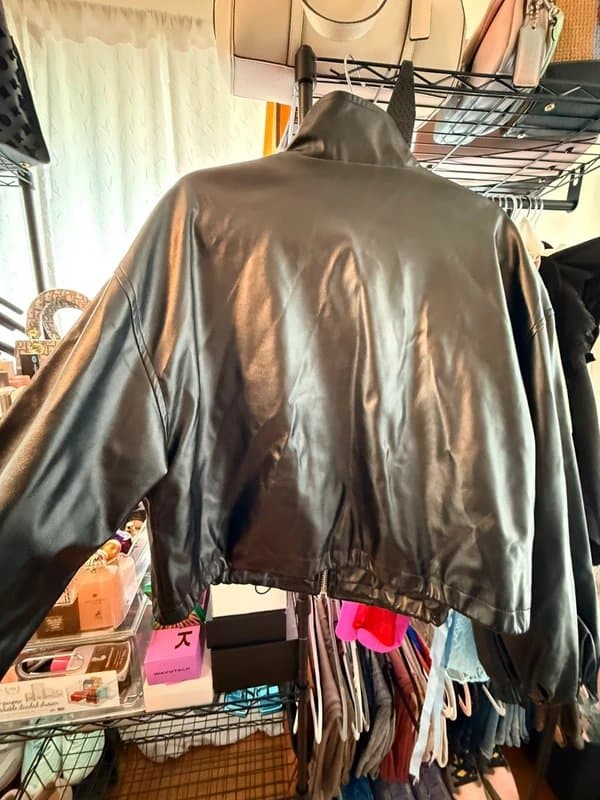 ASOS Asos women bomber jacket black faux leather