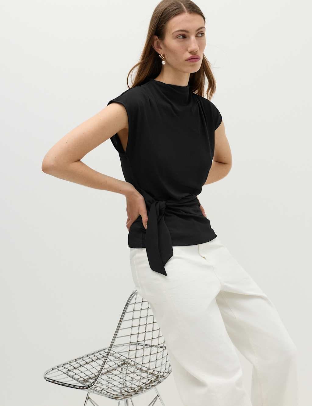 Marks & Spencer M&S Sleeveless Knot Detail Top Black