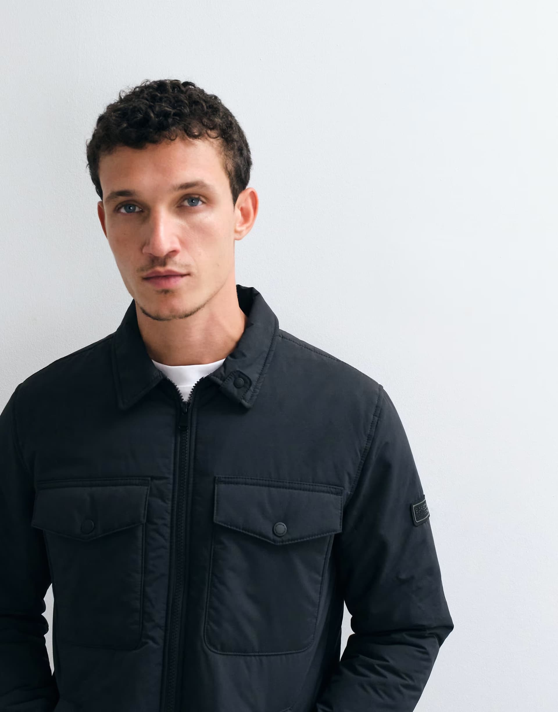 ASOS Barbour International Distill quilted shacket in black