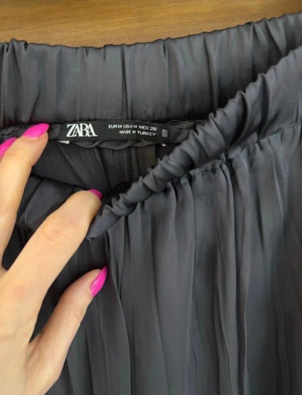 Zara Zara satin feel grey midi midaxi pleated skirt UK 8 - 10 M S