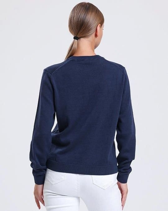 Alse Studio Alse Studio Women's Premium Quality 100% Cotton Crew Neck Long Sleeve Jumper in Navy - 2
