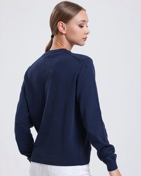 Alse Studio Alse Studio Women's Premium Quality 100% Cotton Crew Neck Long Sleeve Jumper in Navy - 3