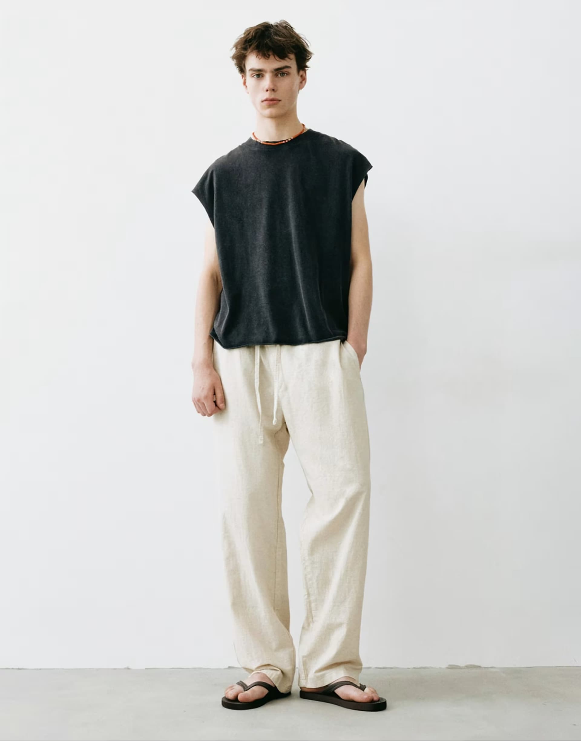 ASOS Pull&Bear joggers with linen in beige