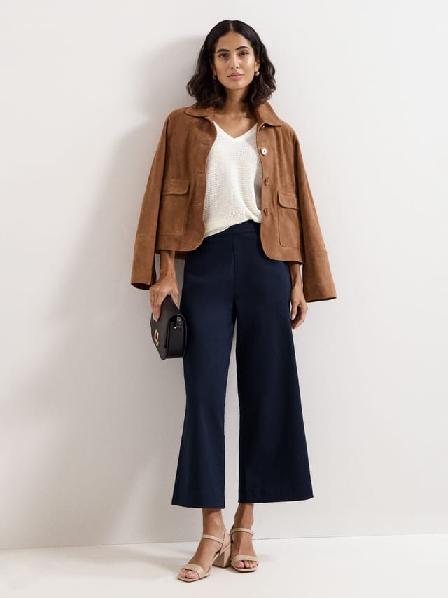 Phase Eight Phase Eight Women's Sylvie Wide Leg Cropped Trouser in Dark Navy - 2