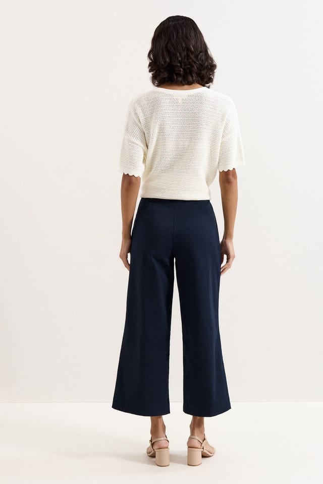 Phase Eight Phase Eight Women's Sylvie Wide Leg Cropped Trouser in Dark Navy - 3