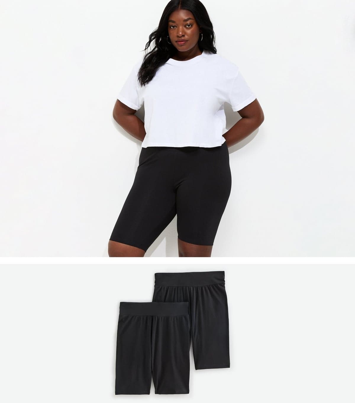 New Look Women's Plus Size Pack Of 2 Black Cycling Shorts Curves New Look