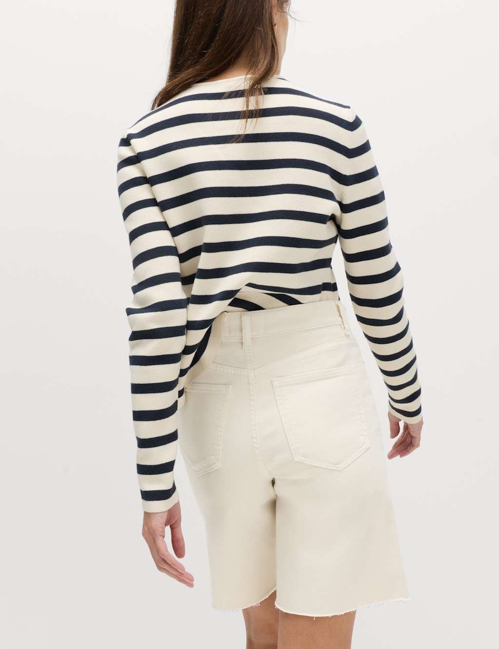 Marks & Spencer M&S Pure Cotton High Waisted Bermuda Short Ecru - 4