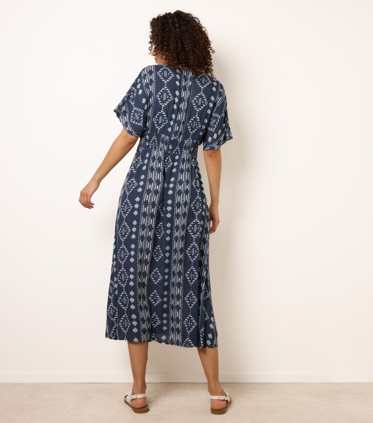 Blue Vanilla Women's Navy Embellished Shirred Waist Midi Dress Blue Vanilla New Look - 4