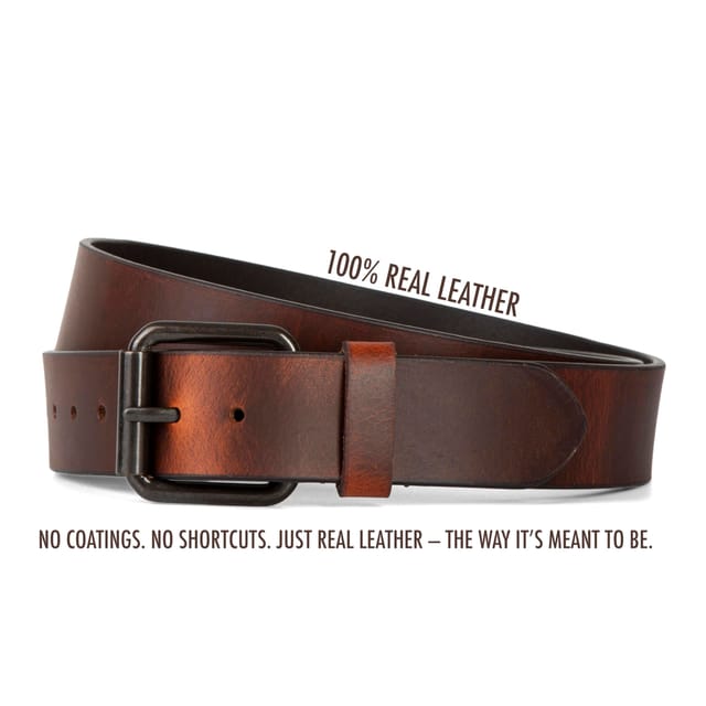Woodland Leathers Woodland Leathers Men's Men's Full Grain Genuine Leather Belt 1.5 Inch in Brown - 3