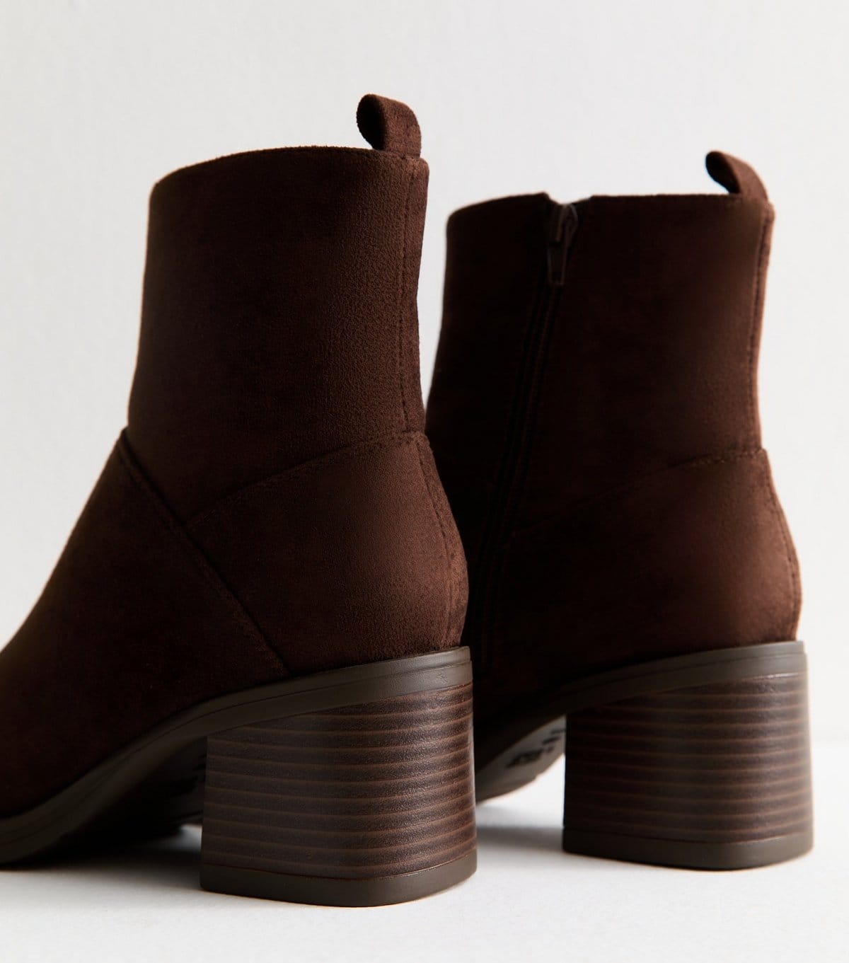 New Look Women's Brown Faux Suede Heeled Ankle Boots Vegan New Look - 4