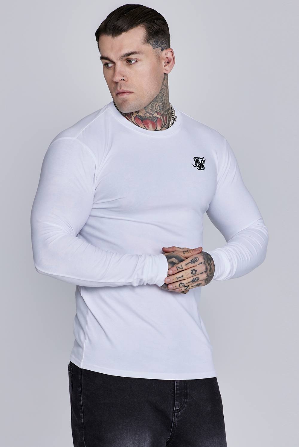 SikSilk SikSilk Men's Essentials LS T-Shirt in White - 2