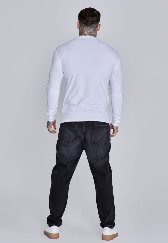SikSilk SikSilk Men's Essentials LS T-Shirt in White - 3