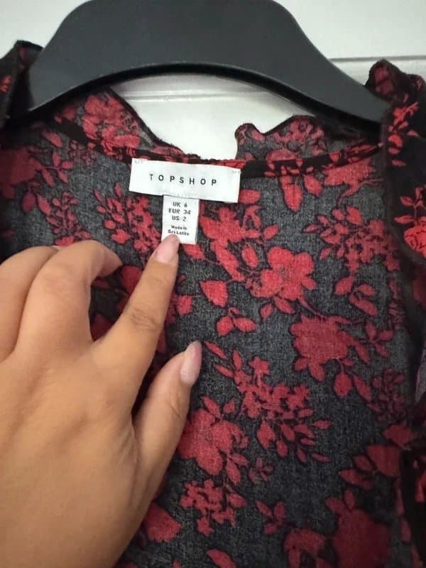 Topshop Topshop Red and Black Floral Wrap Dress