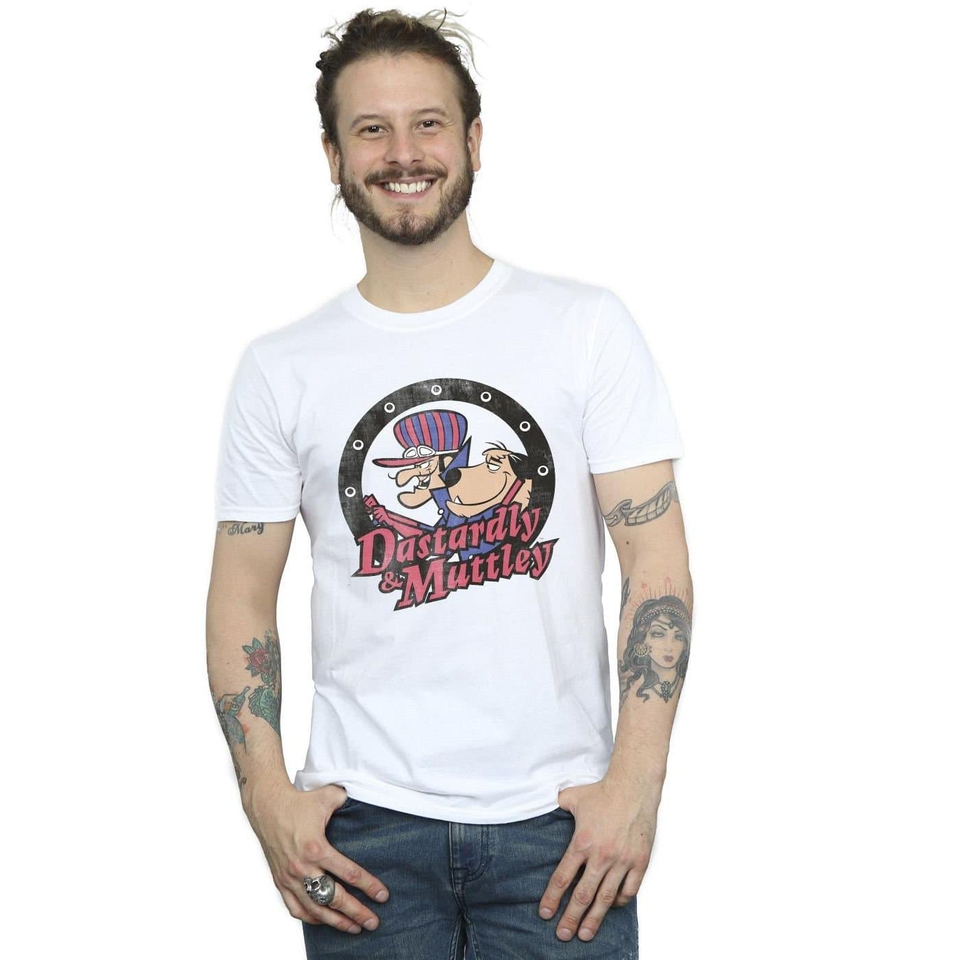 Wacky Races Wacky Races Men's Dastardly & Mutley Circle T-Shirt in White