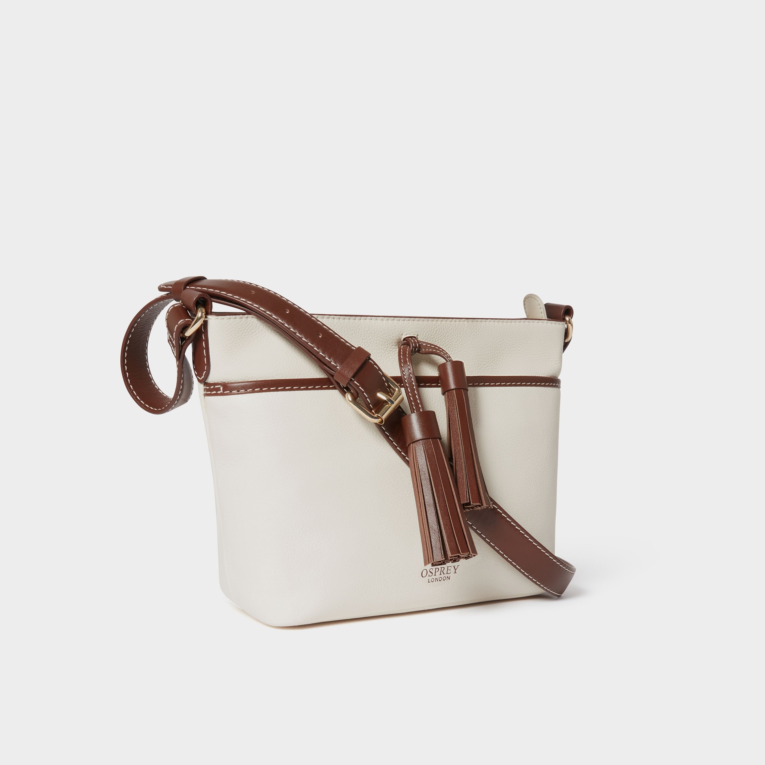 OSPREY LONDON OSPREY LONDON Women's The Classic Savanna Leather Crossbody Bag in Ivory - 2