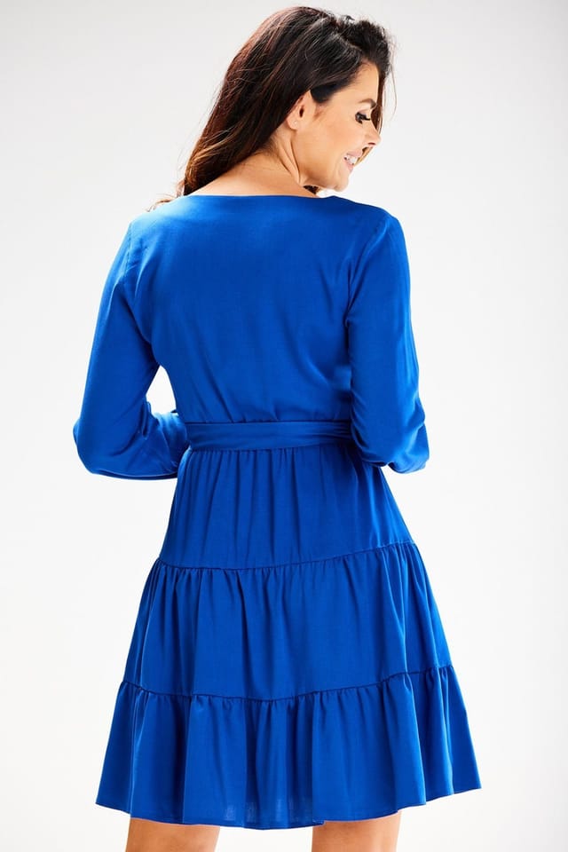 Love Lace Love Lace Women's Ruffled Long Sleeve Daydress with Elastic Waist in Blue - 3