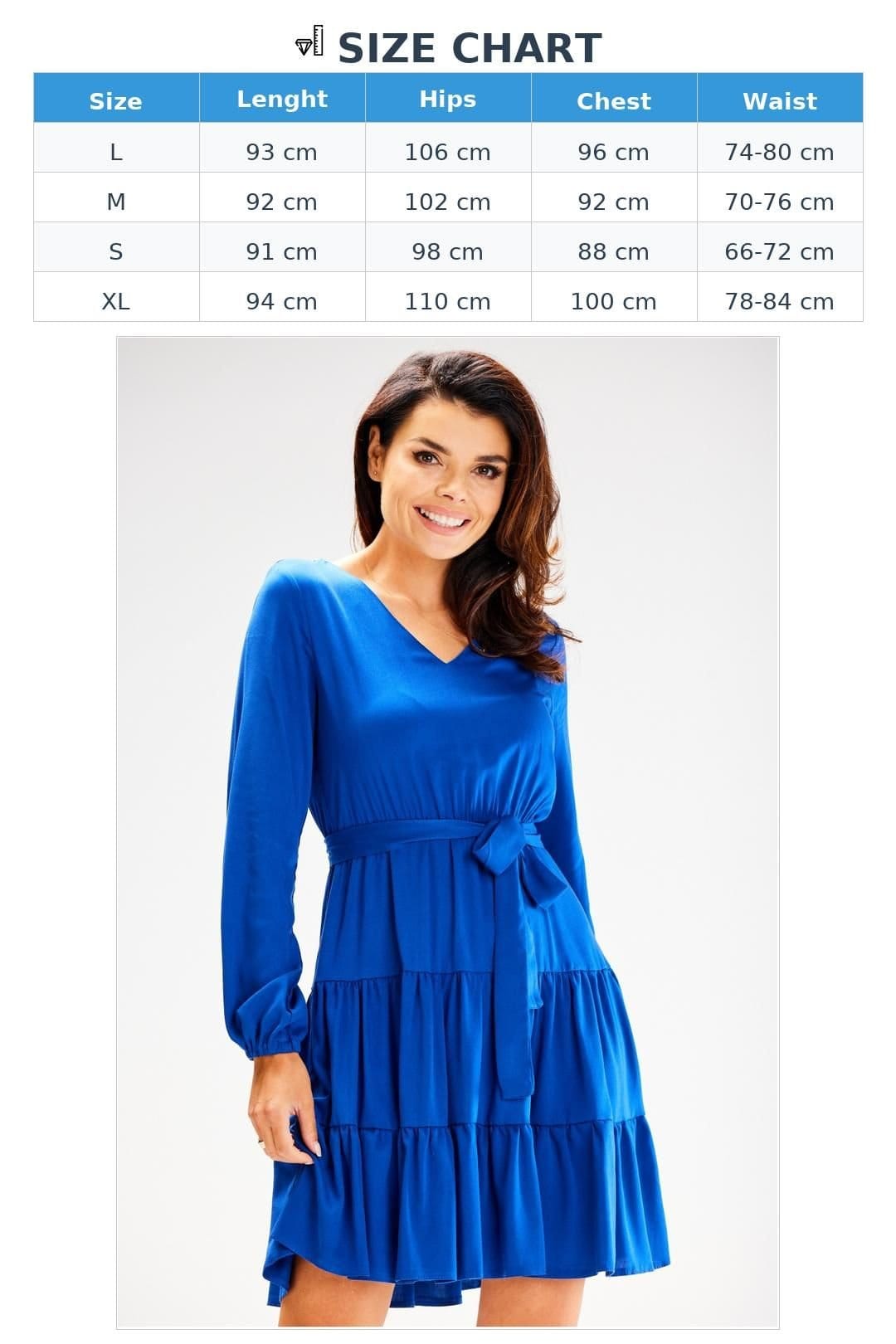 Love Lace Love Lace Women's Ruffled Long Sleeve Daydress with Elastic Waist in Blue - 4