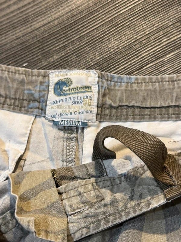 Petroleum Vintage floral camo style cargo shorts