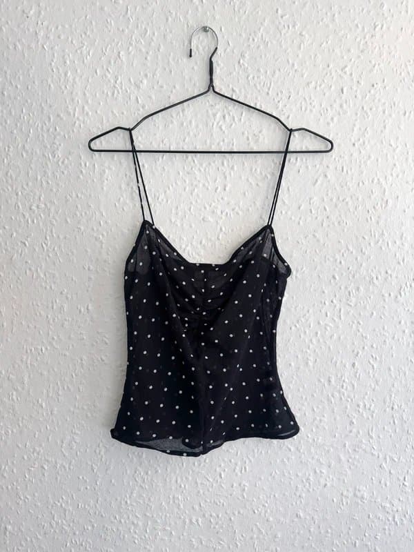 Peggy Sage Women's Penny Sage Polka Dot Cotton Black Tank (RRP£140)