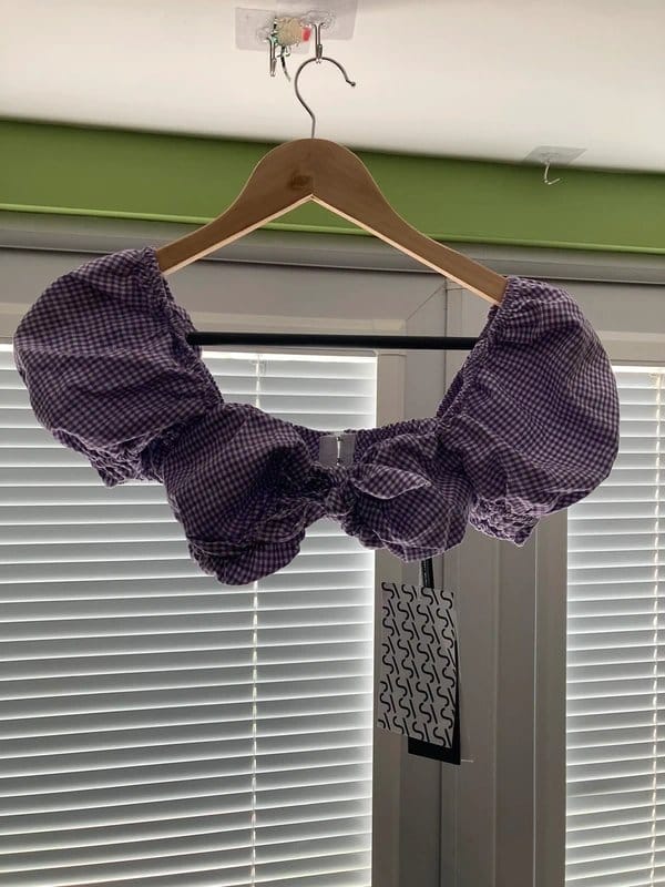 Stefania Vaidani Lilac Gingham Bralette Crop Top Size XS BNWT