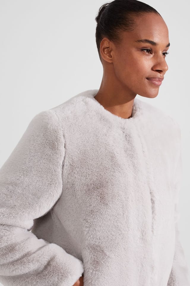 Hobbs London Hobbs London Women's Florence Faux Fur Coat in Silver - 3