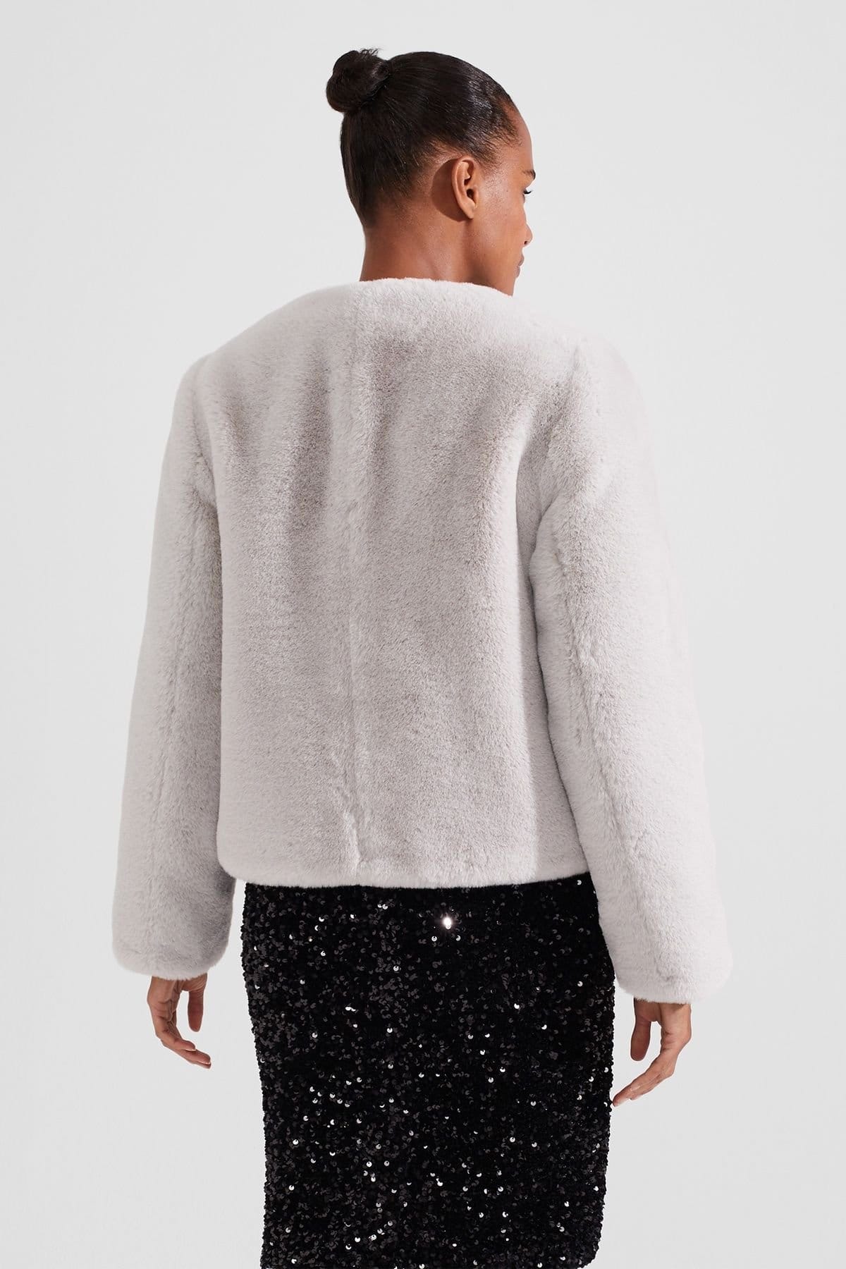 Hobbs London Hobbs London Women's Florence Faux Fur Coat in Silver - 4