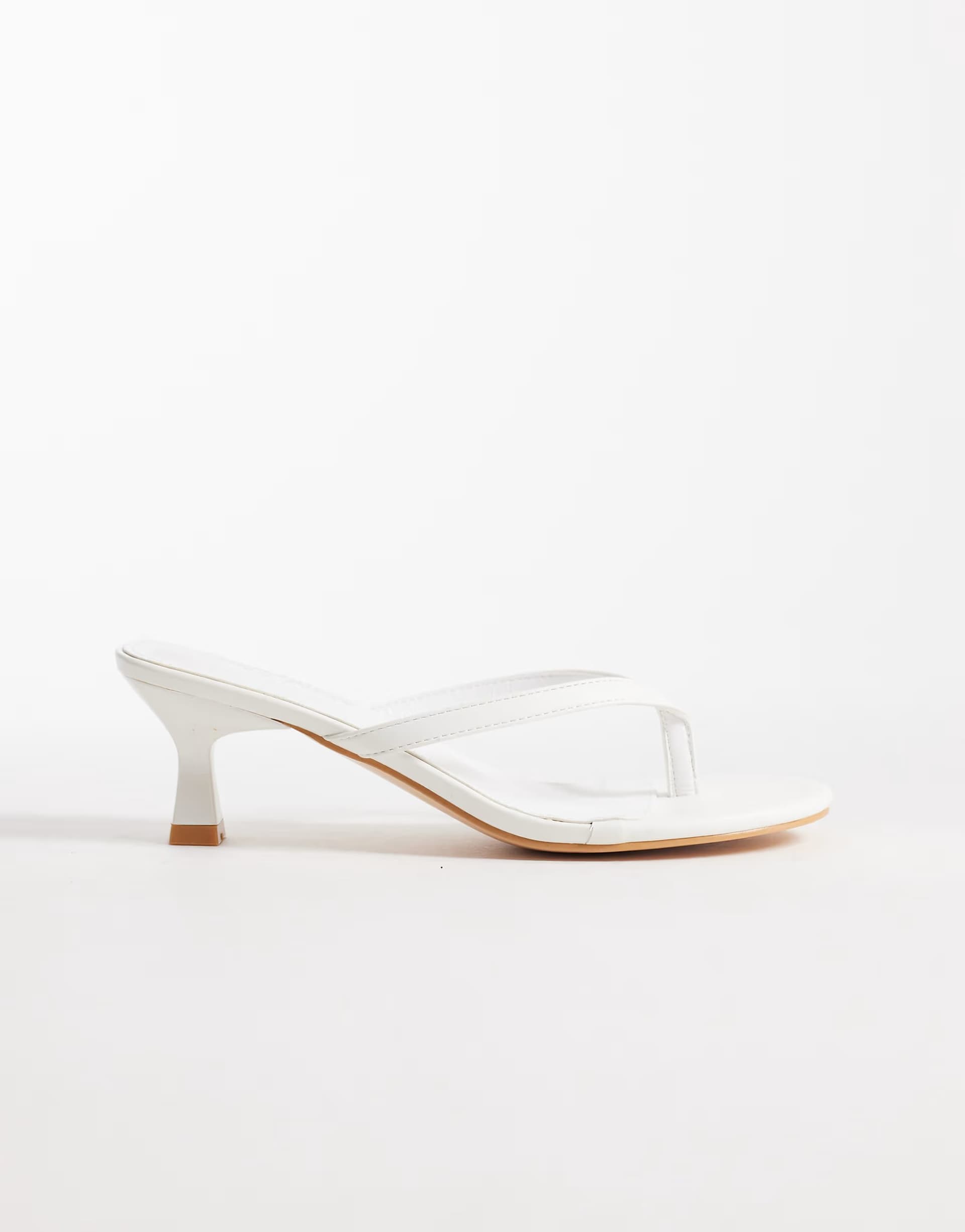ASOS Public Desire Wide Fit Evermore kitten heel toe thong sandals in white
