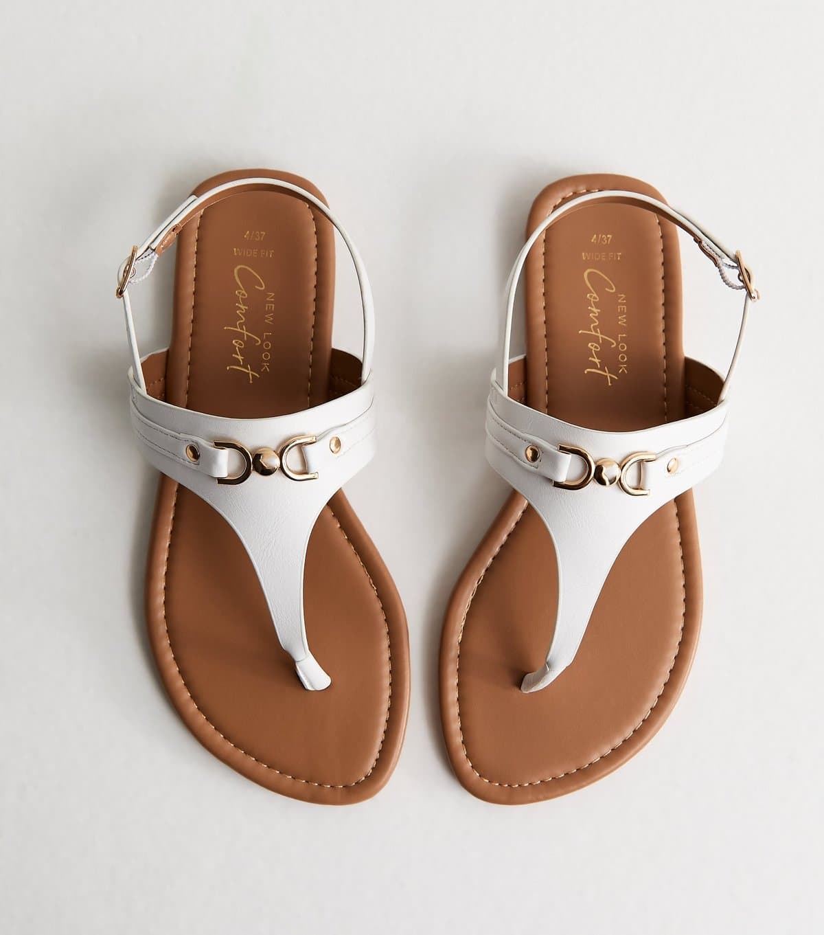 New Look New Look White Faux Leather Toe Post Sandals