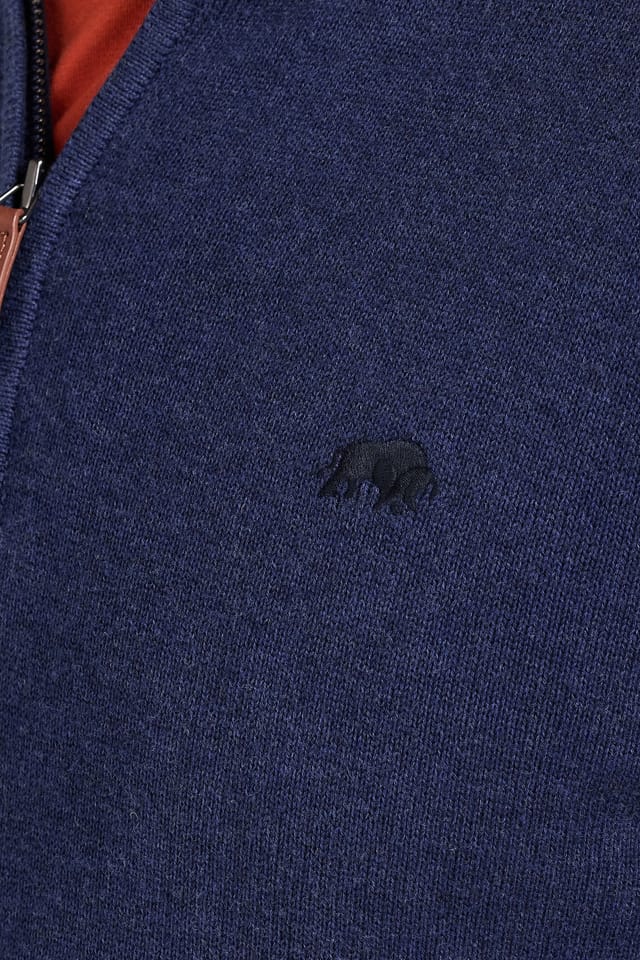 raging bull Raging Bull Men's Classic Quarter Zip Cotton/Cashmere Knit in Navy - 3