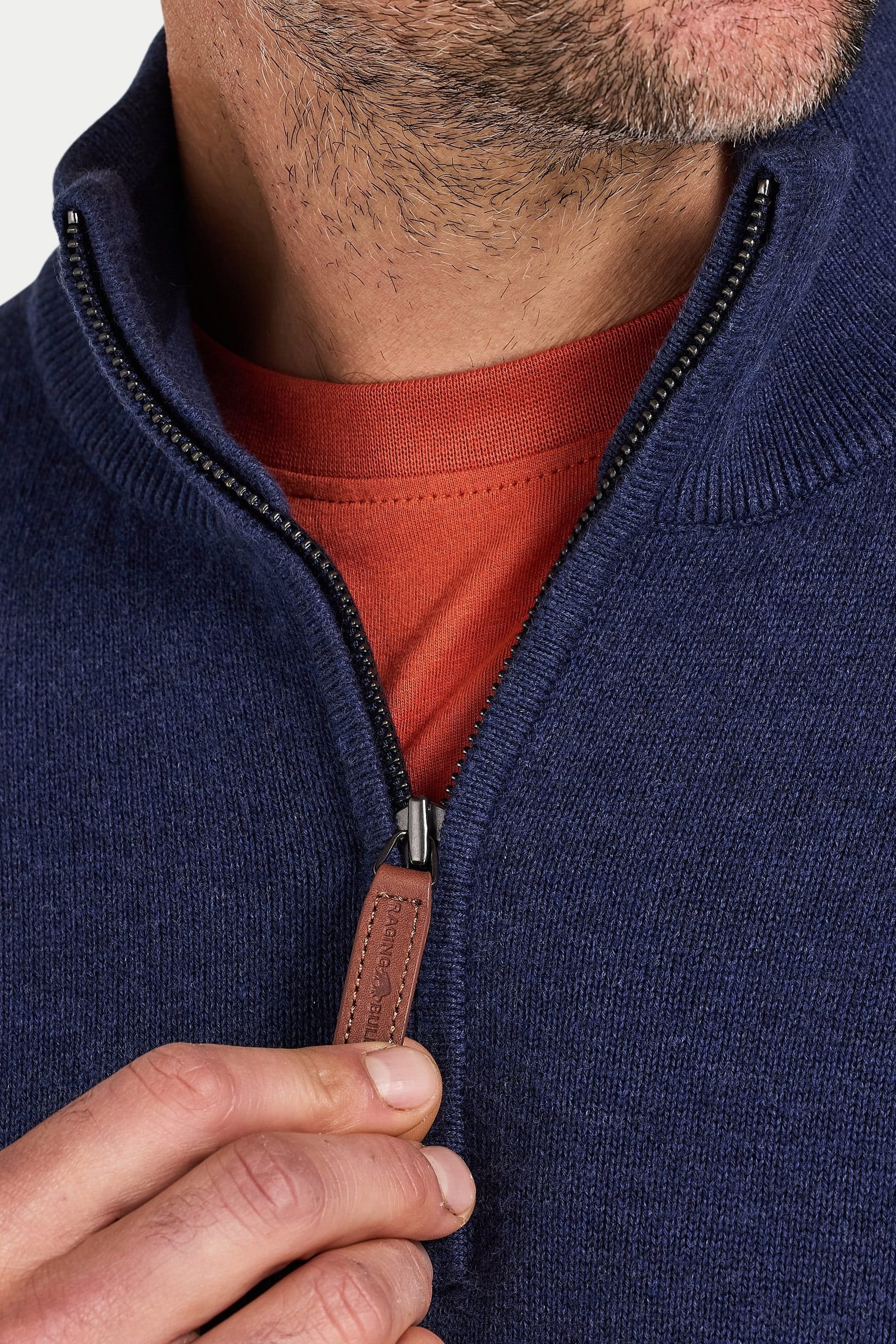 raging bull Raging Bull Men's Classic Quarter Zip Cotton/Cashmere Knit in Navy - 4