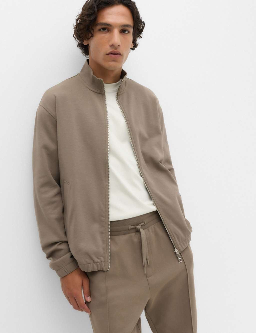 Marks & Spencer M&S Ultimate Cotton Rich Full Zip Sweatshirt Mocha - 1