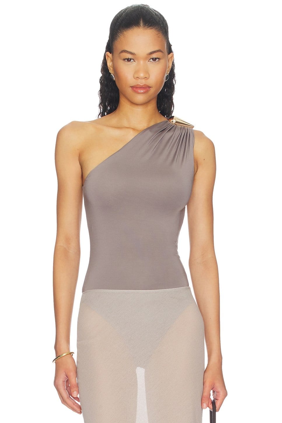 Revolve Grey One Shoulder Bodysuit