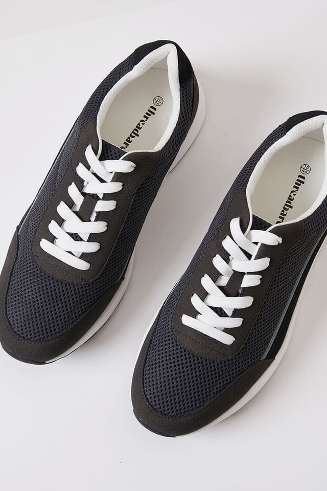 Threadbare Threadbare Men's Retro Lace Up Trainers in Grey - 2