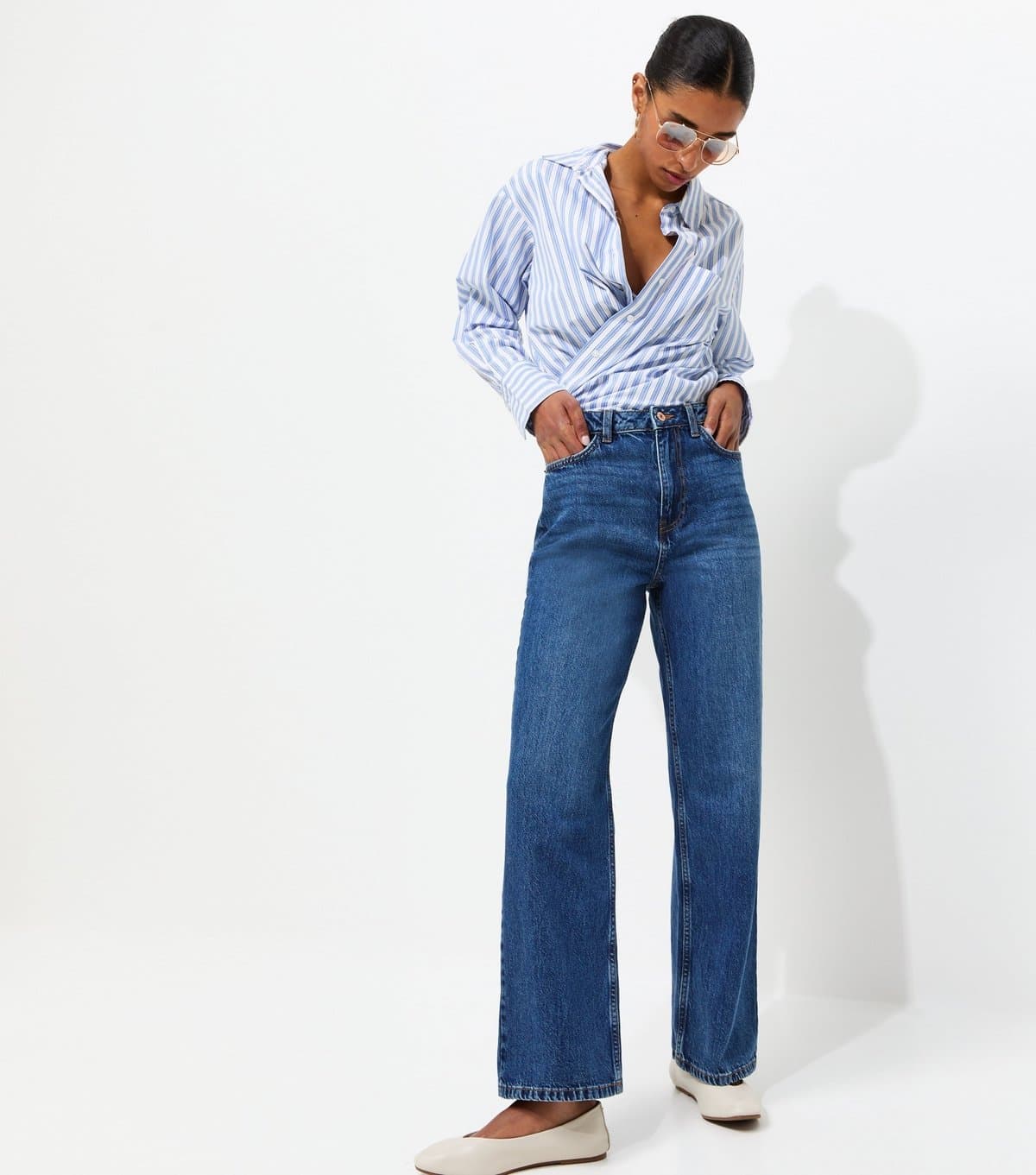 New Look New Look Blue High-Waisted Wide Leg Jeans