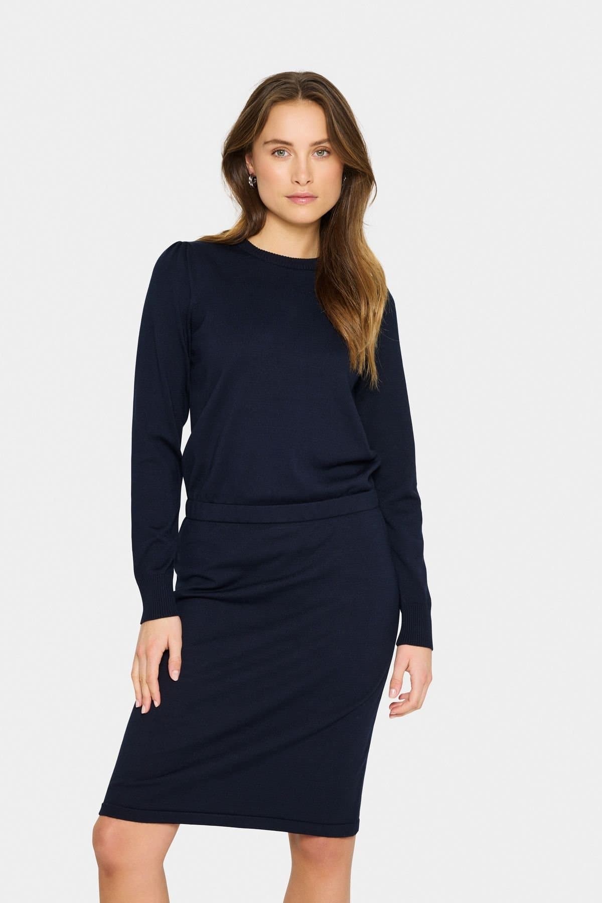 Saint Tropez Saint Tropez Women's MilaSZ Knit Long Sleeve Dress in Dark Navy