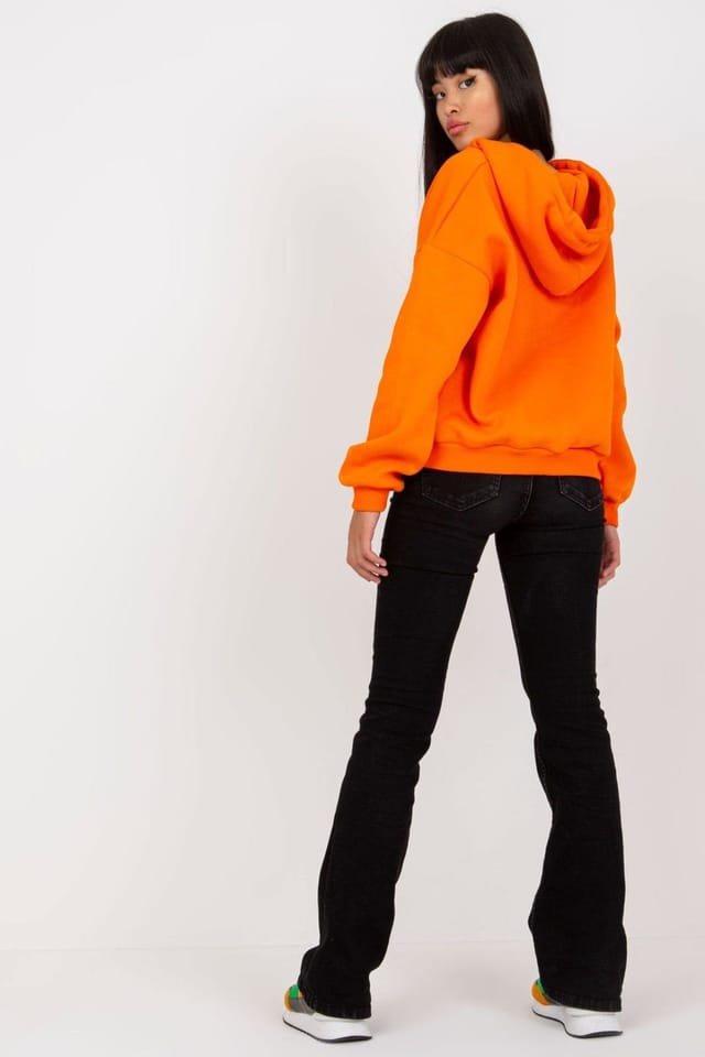 Love Lace Love Lace Women's Hooded V Neck Long Sleeve Sweatshirt Ties in Orange - 3