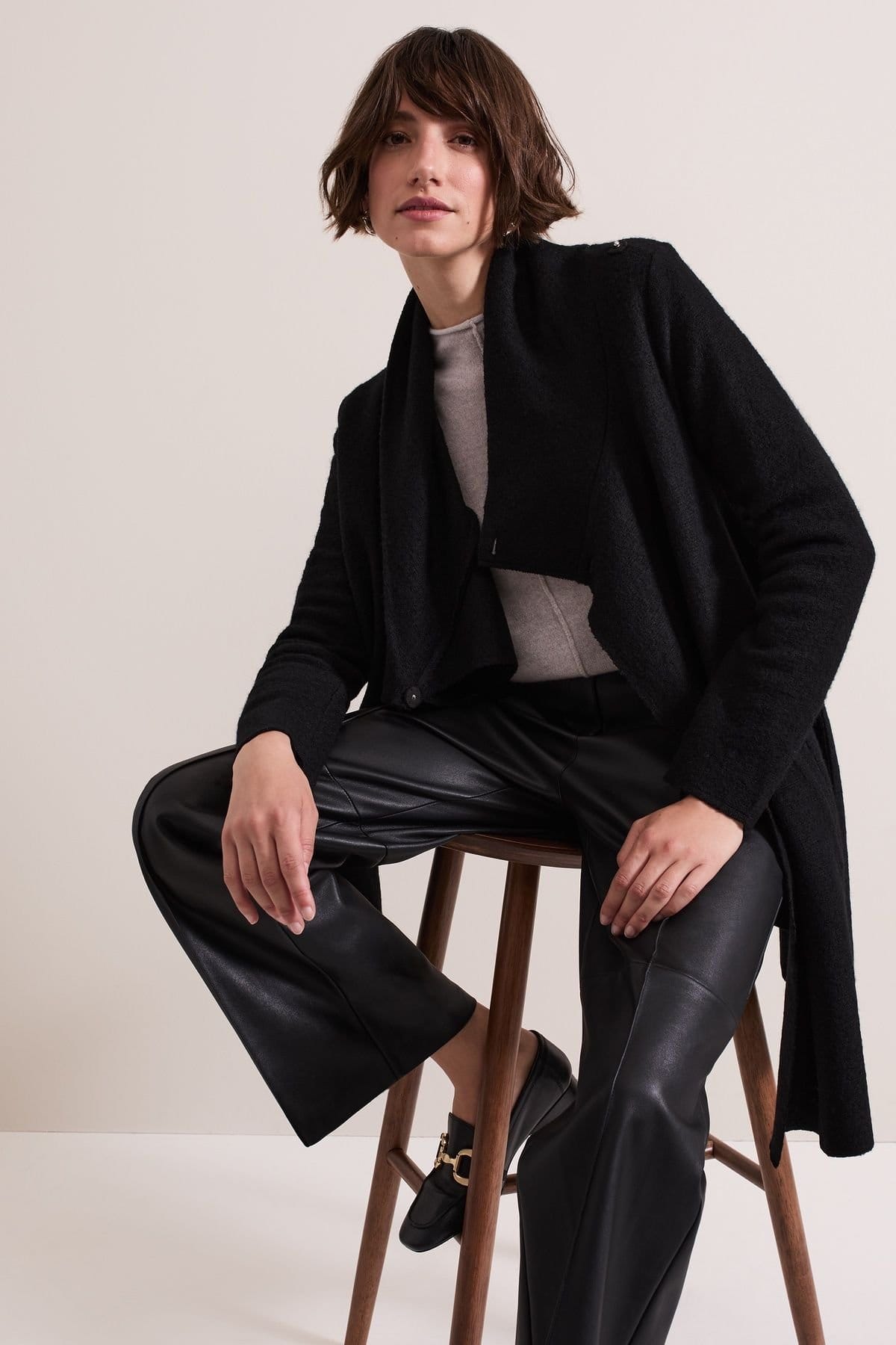 Phase Eight Phase Eight Women's Bellona Knit Coat in Black - 4