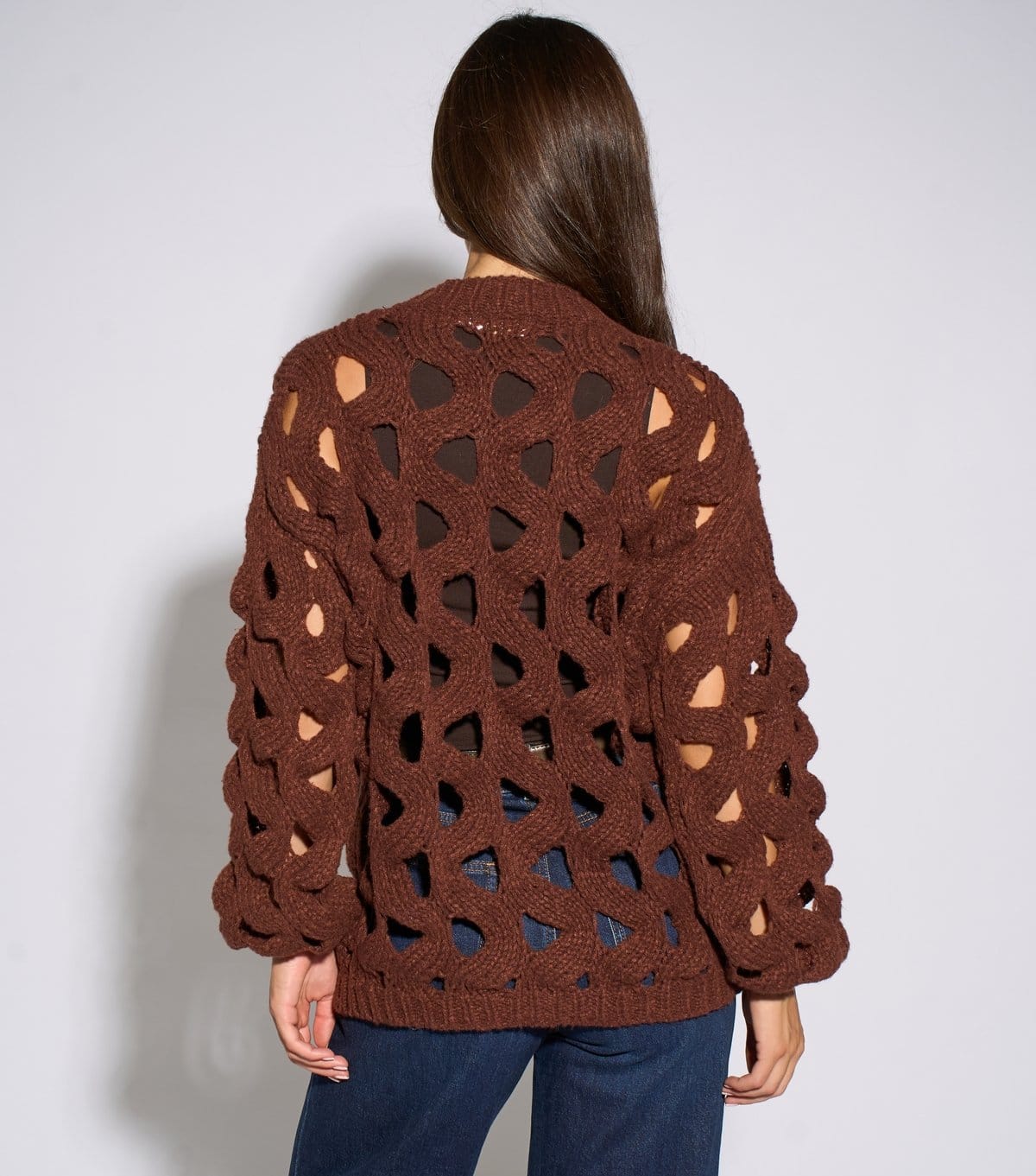 Gini London Women's Rust Chunky Open Knit Cardigan Gini London New Look - 4