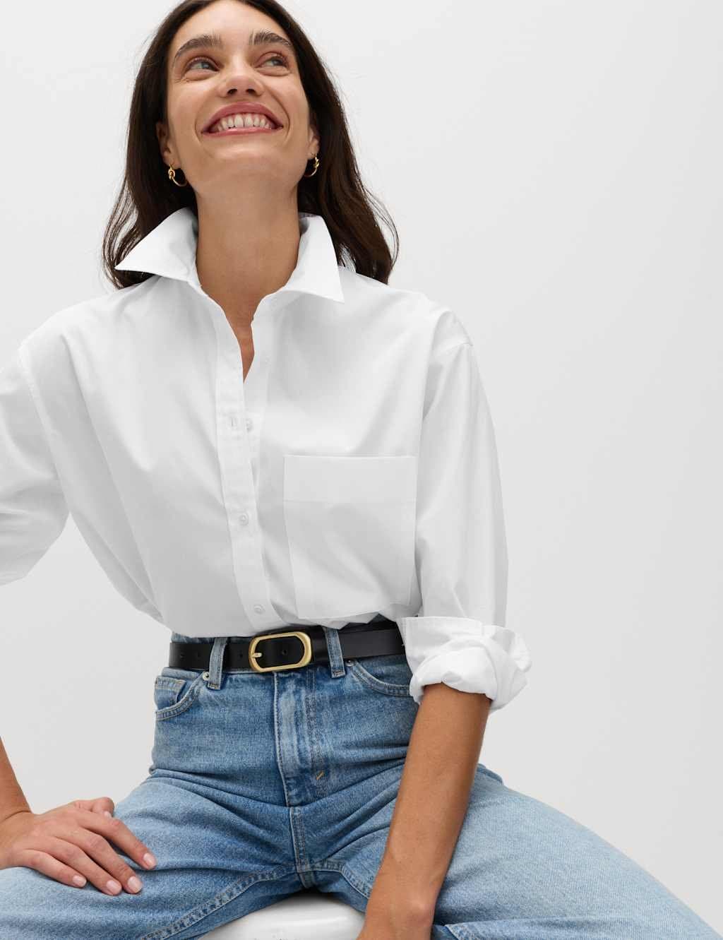 Marks & Spencer M&S Pure Cotton Girlfriend Shirt Soft White