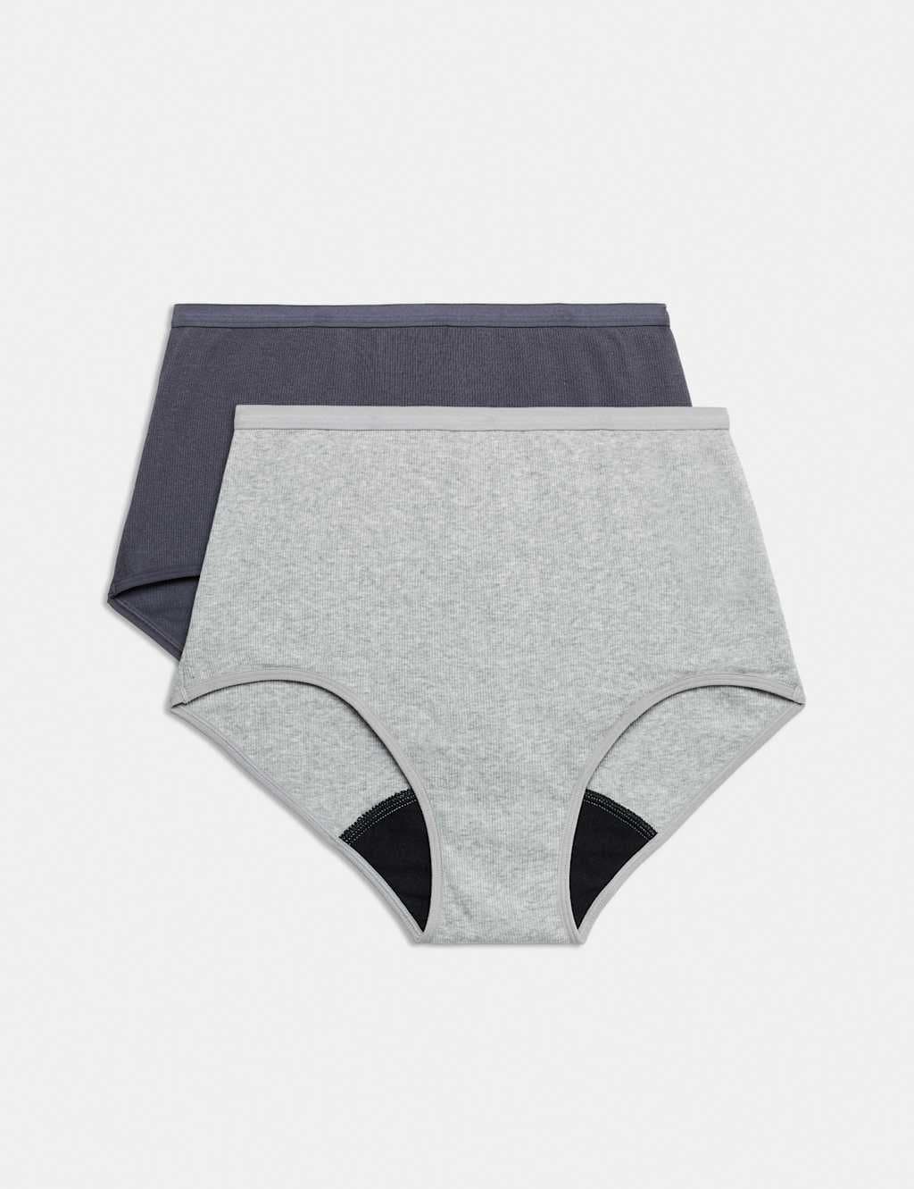 Marks & Spencer M&S 2 Pack Heavy Absorbency Period Full Briefs Grey Mix