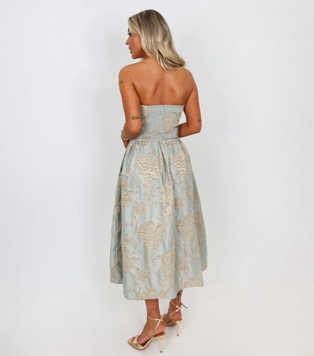 AX Paris Women's Mint Green Jacquard Strapless Midi Dress AX Paris New Look - 3