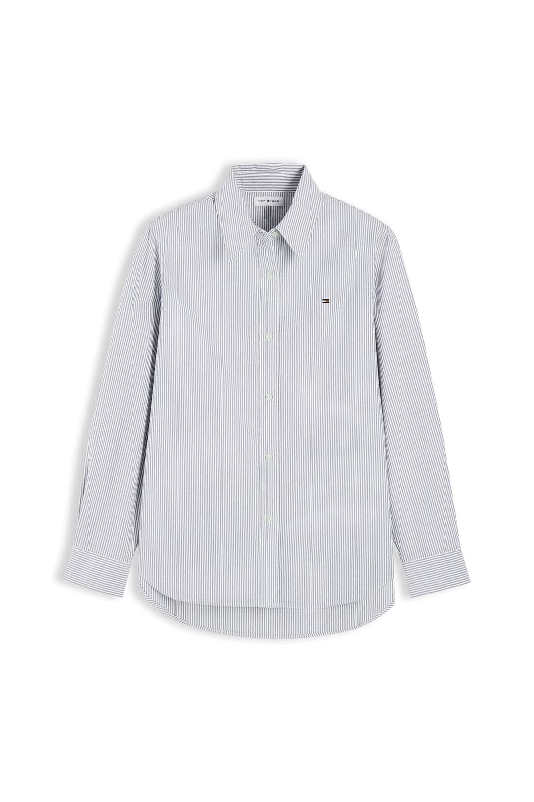 Tommy Hilfiger Tommy Hilfiger Women's Oxford Relaxed Ls Shirt Classic Ithaca Stp Black in Grey