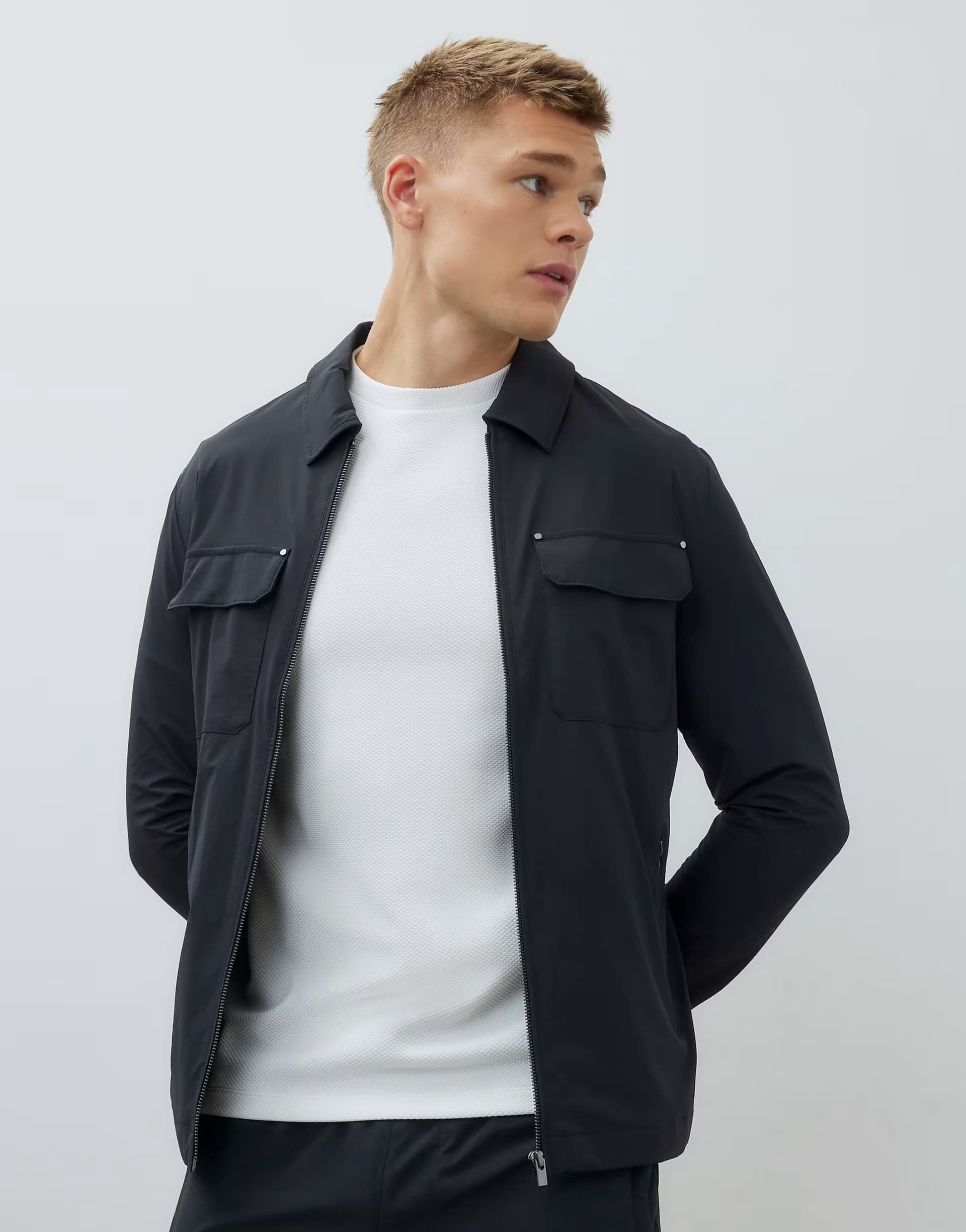 ASOS River Island Muscle fit shacket in black