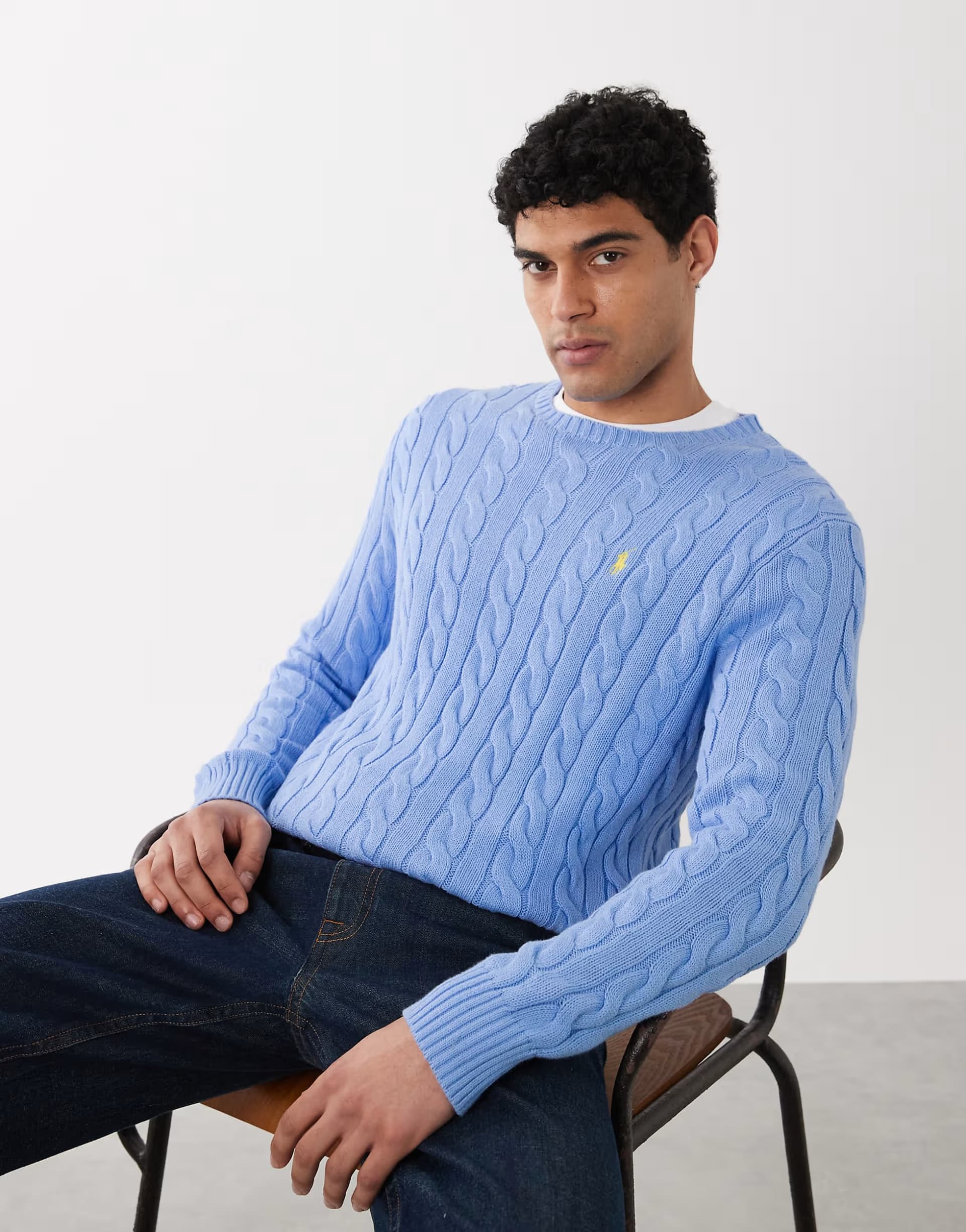ASOS Polo Ralph Lauren Light Blue Cable Jumper