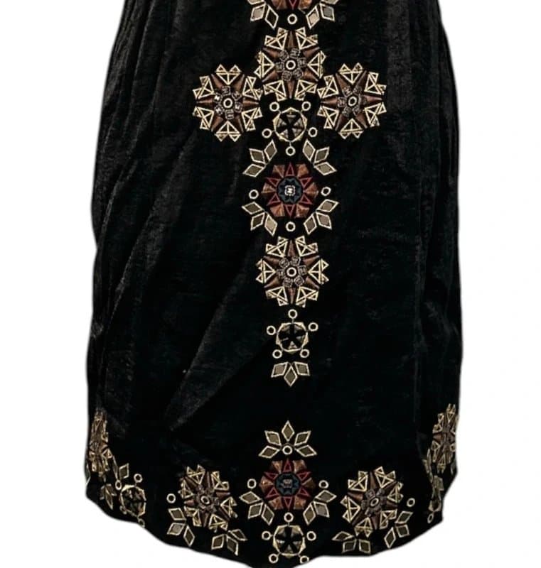 Monsoon Monsoon Atec Black Velvet Beaded Sequin Party Dress Size 10 Evening Cocktail