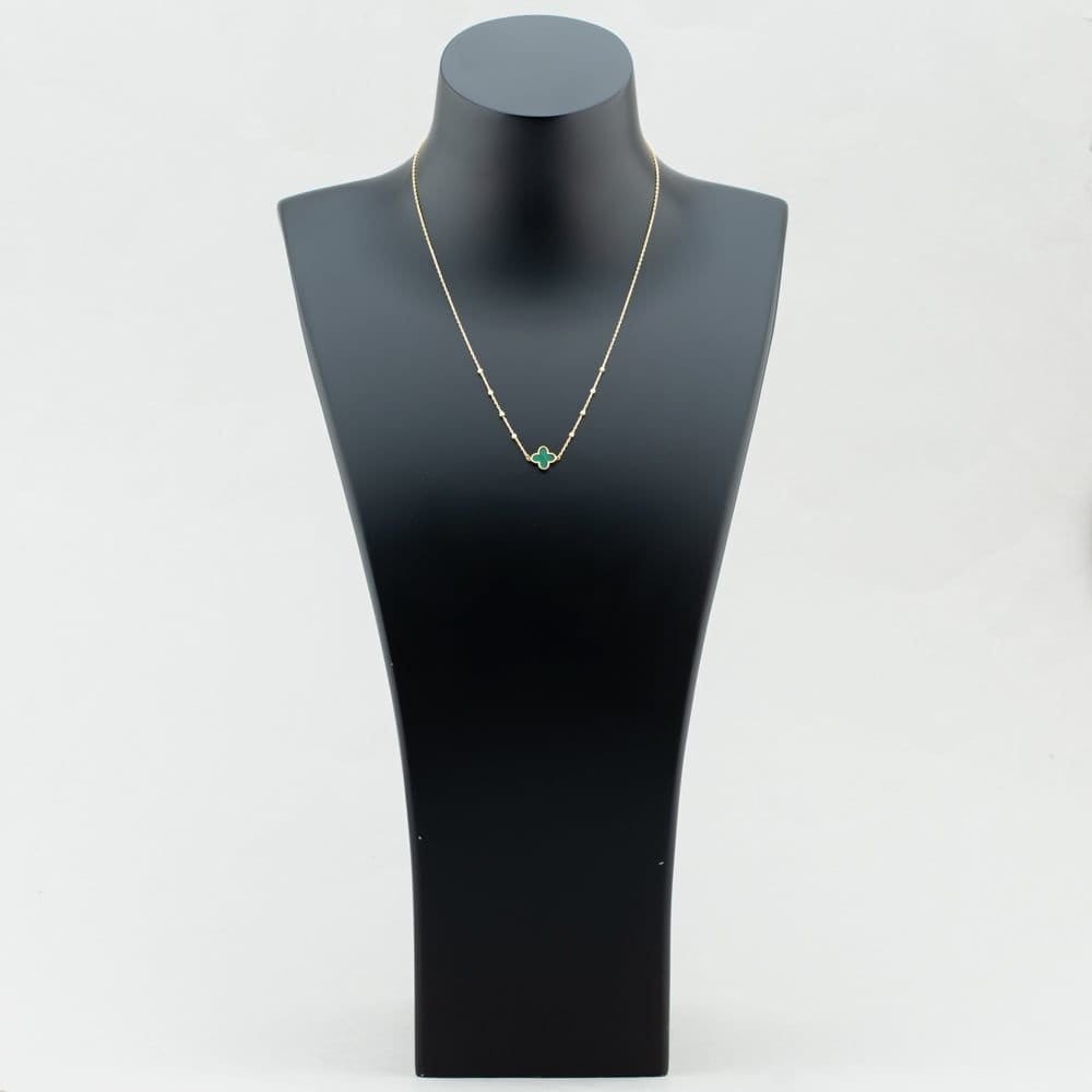 T.H.Baker T.H.Baker Women's 9ct Yellow Gold Green Malachite Clover Necklace 1.19.2240 - 4