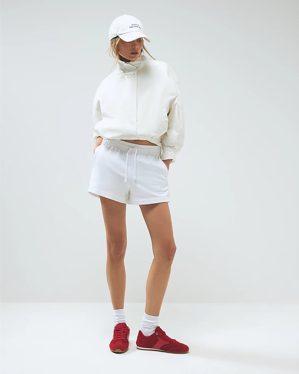River Island River Island Womens White Elasticated Shorts