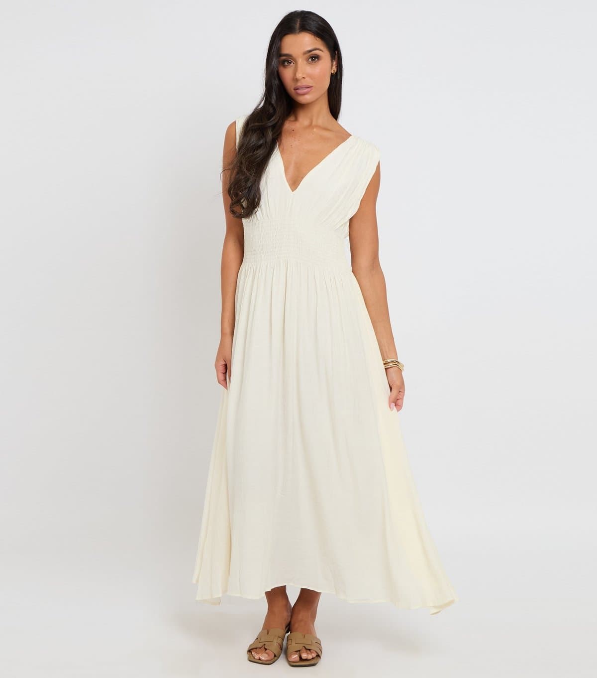 Urban Bliss Women's Cream Elasticated Waist Maxi Dress Urban Bliss New Look