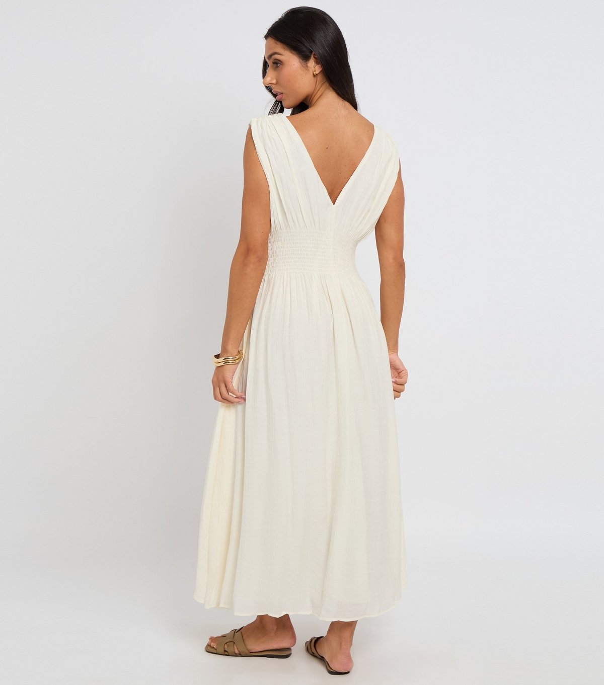Urban Bliss Women's Cream Elasticated Waist Maxi Dress Urban Bliss New Look - 4