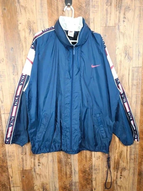 Nike Nike Vintage Windbreaker Jacket - Navy White - USA Tape - 90s Sportswear